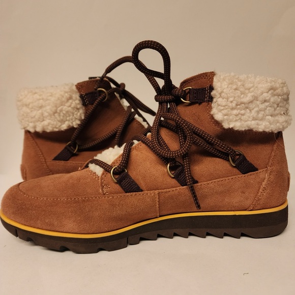 Sorel Harlow Lace Cozy Boot Waterproof Suede Ankle Bootie Women’s Brown Size 10 - Picture 12 of 14